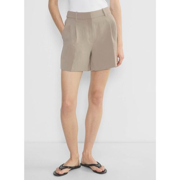 Aritzia Pants - Aritzia Effortless Short Mid Thigh Crepette High Rise 4 Nomad Taupe Wilfred